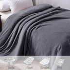 Exclusivo Mezcla Fleece Blanket King Size for Bed, Super Soft and Warm, All Season, Cozy, Plush, Lightweight, 90x104 Inches, Dark Grey