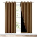 NICETOWN 100% Blackout Window Curtain Panels, Gold Brown, 2 Pieces, 52-inch Wide Per Panel, Full Light Blocking Drapes with Black Liner for Nursery, 72-inch Drop Thermal Insulated Draperies