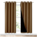 NICETOWN 100% Blackout Window Curtain Panels, Gold Brown, 2 Pieces, 52-inch Wide Per Panel, Full Light Blocking Drapes with Black Liner for Nursery, 72-inch Drop Thermal Insulated Draperies