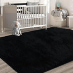 10X14 Large Shag Area Rugs for Living Room Bedroom,Big Soft Black Fluffy Rug for Bedroom Dorm, Indoor Carpet Nursery Rugs for Kids Girls Room Home Decor,Black