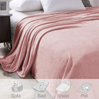 Exclusivo Mezcla Soft Large Fleece Throw Blanket for Couch, Dusty Pink