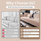 Velvet Couch Cover, Washable Sectional Sofa Cover, Anti Slip Sofa Slipcover for 3 Cushion Couch Sofa L Shaped Armrest Backrest, Furniture Protector Covers for Pets Kids(Khaki, Only 1 PCS)