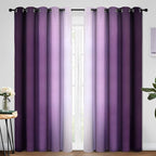 Yakamok Room Darkening Ombre Curtains 84 Inch Length, Purple and Greyish White Thermal Insulated Gradient Color Curtains,Light Blocking Grommet Window Drapes for Bedroom,70 Inch Width,2 Panels