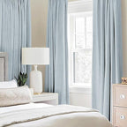 MIULEE 100% Blackout Linen Textured Curtains for Bedroom Solid Thermal Insulated Chambray Blue Grommet Room Darkening Curtains & Drapes Luxury Decor for Living Room Nursery 52 x 108 Inch (2 Panels)