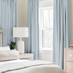 MIULEE 100% Blackout Linen Curtains for Bedroom 52x108 Inches Chambray Blue