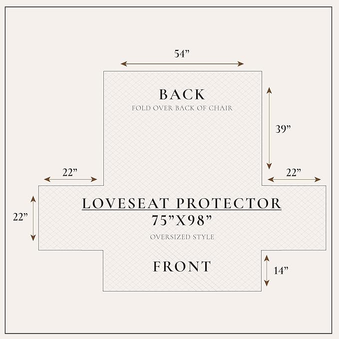 Great Bay Home Reversible Floral Patchwork Loveseat Furniture Protector - Machine Washable, Scalloped Edge, Stain Resistant, Printed Furniture Cover for Dogs, Kids, and Pets (Taupe/Blue)