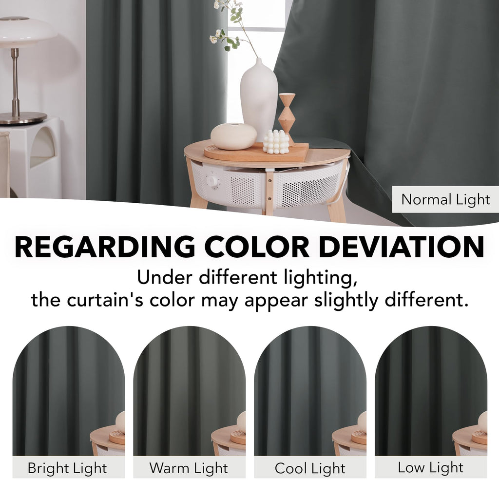 Deconovo Back Tab and Rod Pocket Short Blackout Curtains for Kitchen Window Room Darkening Drapes 42Wx54L Inch Dark Grey 2 Panels