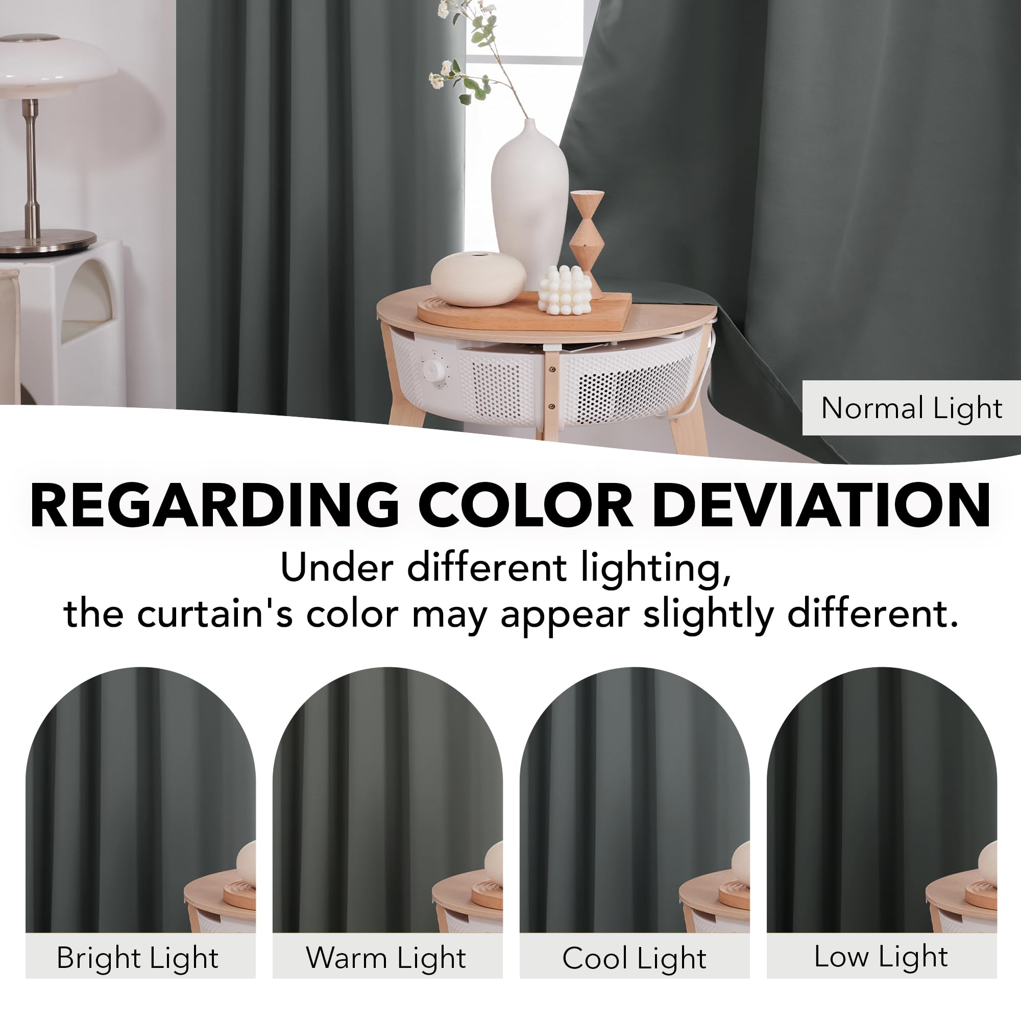 Deconovo Back Tab and Rod Pocket Short Blackout Curtains for Kitchen Window Room Darkening Drapes 42Wx54L Inch Dark Grey 2 Panels