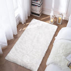 Tangsoo 2x4 White Small Faux Rur Rug,Fluffy Rug for Sofa Chair Couch Cover