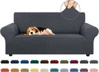 KEKUOU Stretch Loveseat Sofa Cover Slipcover,Couch Covers for 2 Cushion Couch Sofa (55"-78") Furniture Protector Sofa with Elastic Bottom for Kids,Dog. Jacquard Small Checked (Medium,Charcoal)