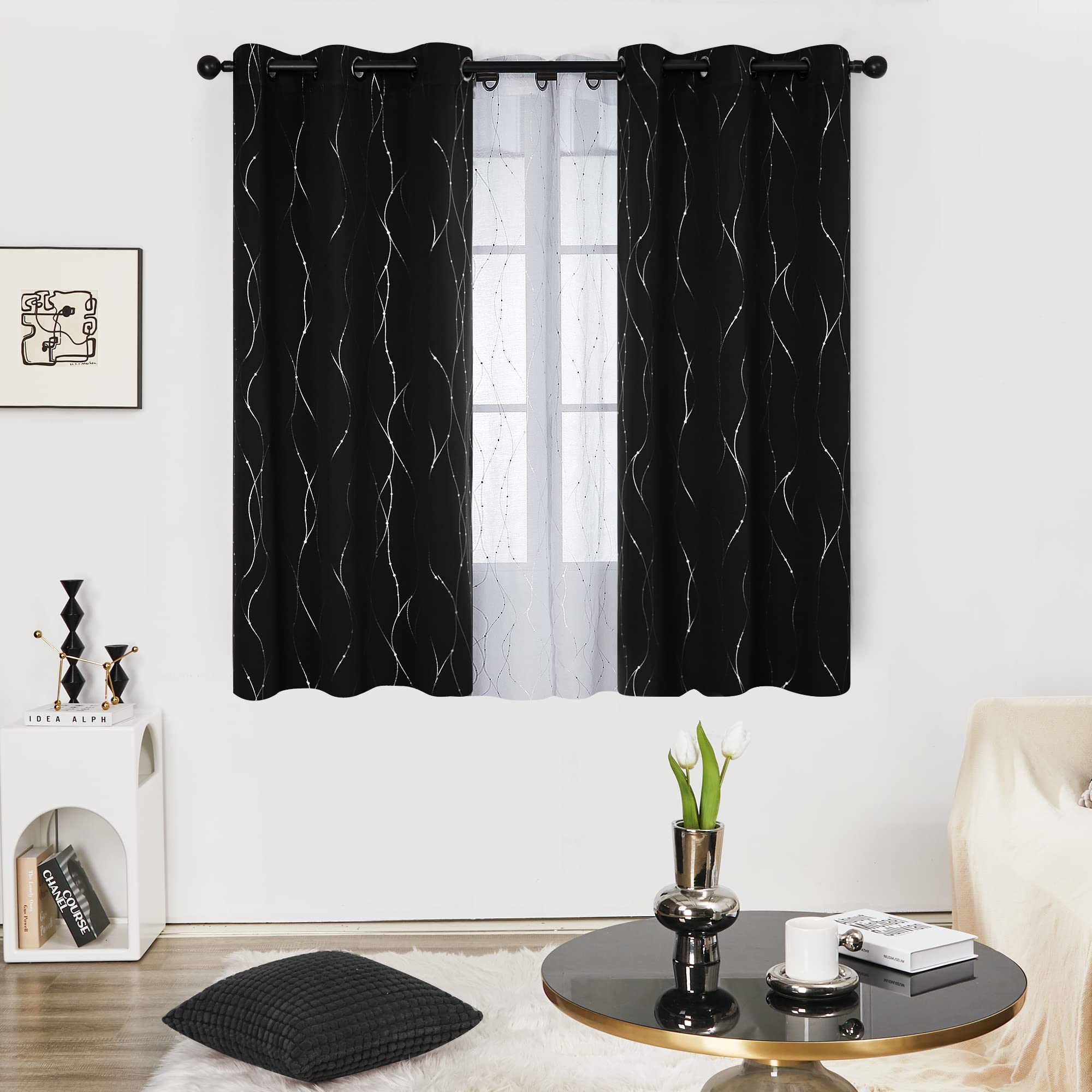 Deconovo Living Room Curtains 54 Inches Long, Blackout Curtains for Bedroom