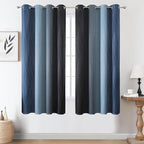 Navy Blue and Black Ombre Blackout Curtains for Bedroom 63 Inch Length