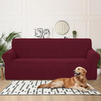 U-NICE HOME 4 Seater Stretch Couch Cover Sofa Cover Washable Sofa Slipcover Furniture Protector for 3 Cushion Couch Sofa Pet Friendly, Burgundy