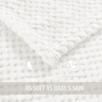 Exclusivo Mezcla Fleece Bed Blanket Queen Size, Super Soft and Warm Blankets for Couch, Sofa and Bed Waffle Textured, Cozy, Fuzzy and Lightweight (Pure White, 90x90 Inches)
