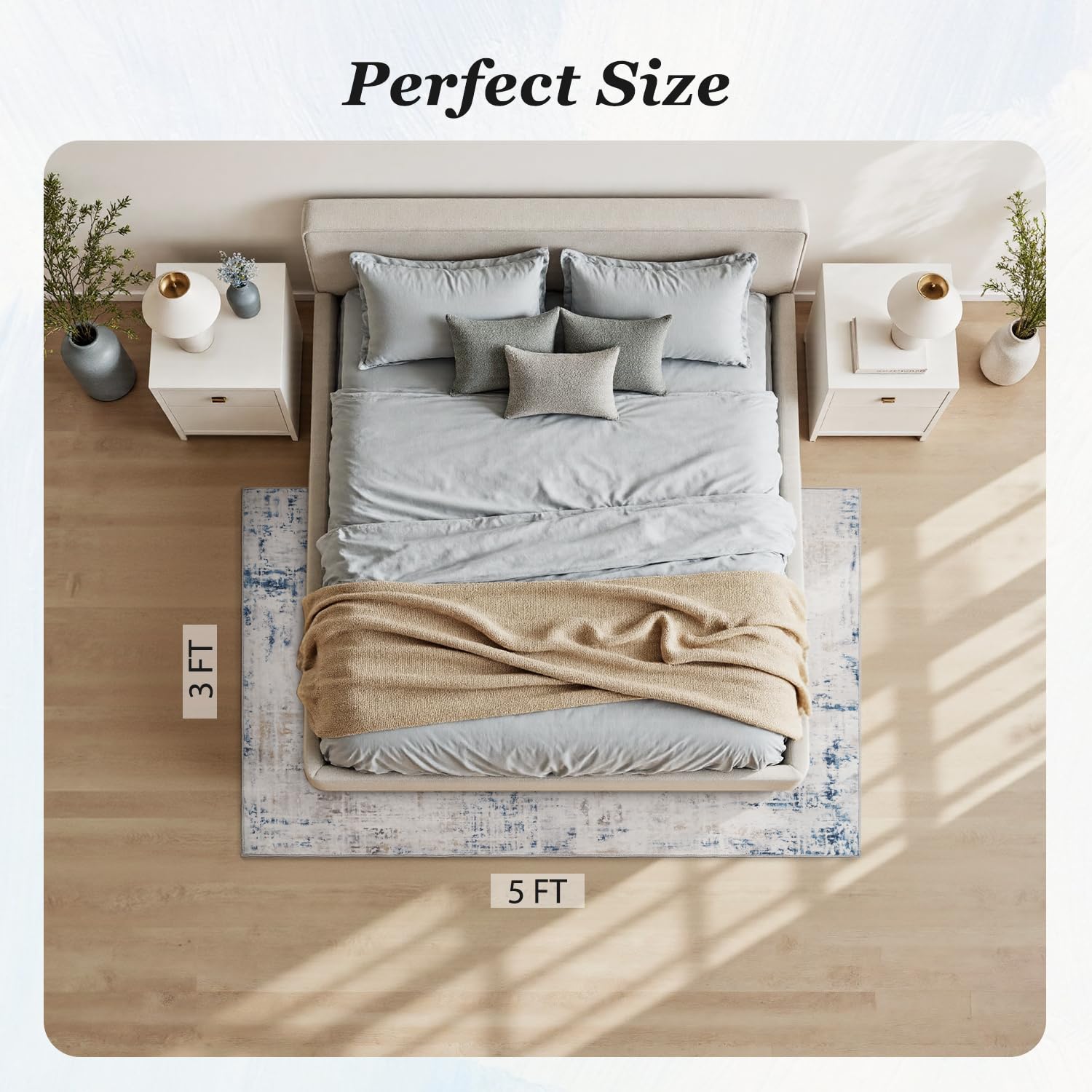 3 x 5 Rug Small Non Slip Area Rug Ultra Soft Machine Washable Low Pile Modern Abstract Area Rugs for Bedroom Living Room Entryway Kitchen Bedside, Blue/Grey