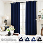 Yakamok Navy Blue 100% Blackout Curtains 84 Inches Long Thermal Insulated Window Curtain for Bedroom Living Room Darkening Set of 2 Panels Grommet Top Drapes with 2 Thick Layers 52x84 Inches Dark Blue