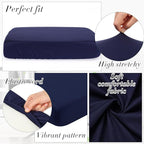 Newwiee 8Pcs Patio Cushion Covers Stretch Outdoor Cushion Cover Replacement for Patio Furniture Sofa Couch Slipcovers, Soft Flexibility Washable Furniture Protector(Waterproof Pure,Navy)