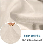 H.VERSAILTEX Velvet Stretch Individual Cushion Cover Plush Cushion Slipcover for Loveseat Sofa Furniture Protector Seat Cushion Sofa Cover (1 Piece Loveseat Cushion Cover, Cream)