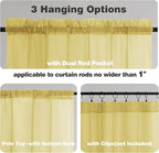 Chyhomenyc Mustard Yellow Sheer Valances for Windows - Light Filtering Small Kitchen Curtains, Short Top Window Treatment Decor for Living Room Bathroom Basement, 42Wx14L inches, 2 Pack