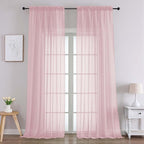 Chyhomenyc Blush Pink Sheer Curtains 96 Inches Long 2 Panels, Light Filtering Blush Pink Curtains for Living Room, Soft Gentle Voile Rod Pocket Bedroom Window Drapes, 59Wx96L Inch, 2PCS