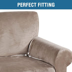 H.VERSAILTEX Stretch Velvet Loveseat Covers for 2 Cushion Couch Covers for Living Room Sofa Covers Slipcovers with Non Slip Straps Bottom, Ultra Thick Comfy Velour (Width 58"-72", Taupe)