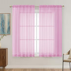 OVZME Light Pink Sheer Curtains 63 Inches Long 2 Panels Set, Light Filtering Sheer Curtains for Living Room Bedroom 59 Inch Extra Wide, Modern Voile Filmy Rod Pocket Window Drapes, 59Wx63L Inches