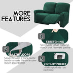 ULTICOR Reclining Love Seat Slipcover, 48" - 65" L, 6-Piece Velvet Stretch Loveseat Reclining Sofa Covers, 2 seat Love seat Recliner Cover, Thick, Soft, Washable, Love seat Slipcovers (Retro Green)