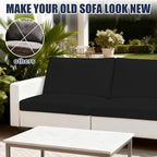 Patio Stretch Cushion Covers, Chair Cushion Covers& Sofa Replacement Slipcovers for Patio Furniture Cushion Covers, Washable Reusable Furniture Protector (4, Black)