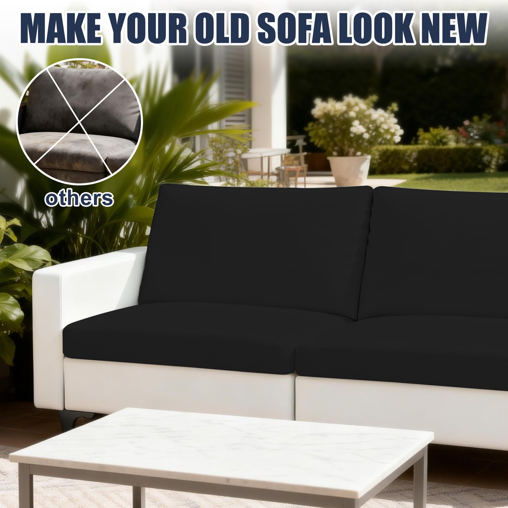SUKAIKEQA 4PCS Patio Cushion Covers,Patio Furniture Couch Seat Slipcovers，Washable Furniture Protector, Replacement for Sofa Sectional Chair
