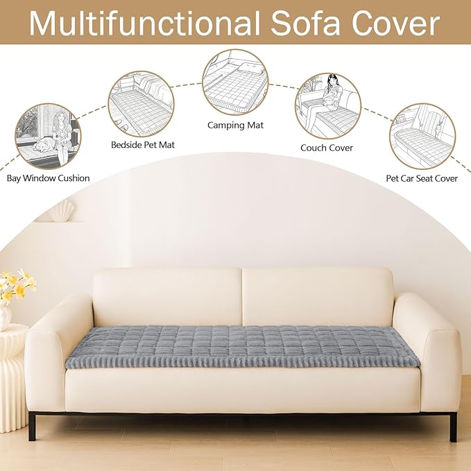 hyha Couch Cover for Dogs, Washable Non Slip Plush Flannel Sofa Protector
