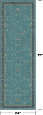 Hazo Haus Boho 2x6 Non Slip Kitchen Rug Runner - Teal Washable Rug for Bathroom, Laundry Room, Hallway, Non Slip with Rubber Backing, Floral Aqua Blue Unique Runner Décor