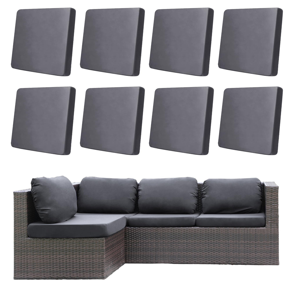 DREAHOTEXTIL 8Pcs Outdoor Cushion Covers, Elastic Patio Cushion Covers