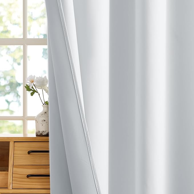 RYB HOME Short White 100% Blackout Curtains for Small Window