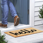 Barnyard Designs Doormat Welcome Mat for Outdoors, Large Front Door Entrance Mat, Brown (Thick Hello, 30x17)