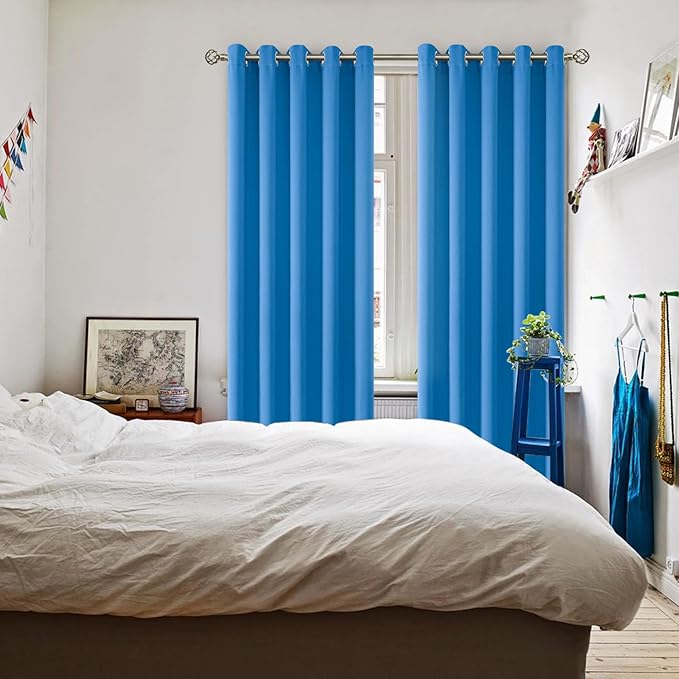 BGment Classic Blue Blackout Curtains for Living Room 84 Inch - 2 Panels