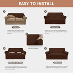 Easy-Going 100% Waterproof Loveseat Couch Cover, Dual Waterproof Sofa Cover, Stretch Jacquard Sofa Slipcover, Leakproof Furniture Protector for Kids, Pets, Dog and Cat (Loveseat, Coffee)