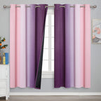 Pink and Purple Ombre Blackout Curtains for Girls Bedroom 72 Inches Long