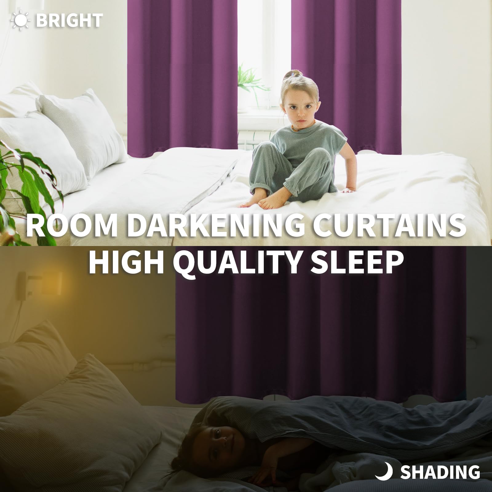 BGment Eggplant Purple Blackout Curtains for Living Room 95 Inch - 2 Panels