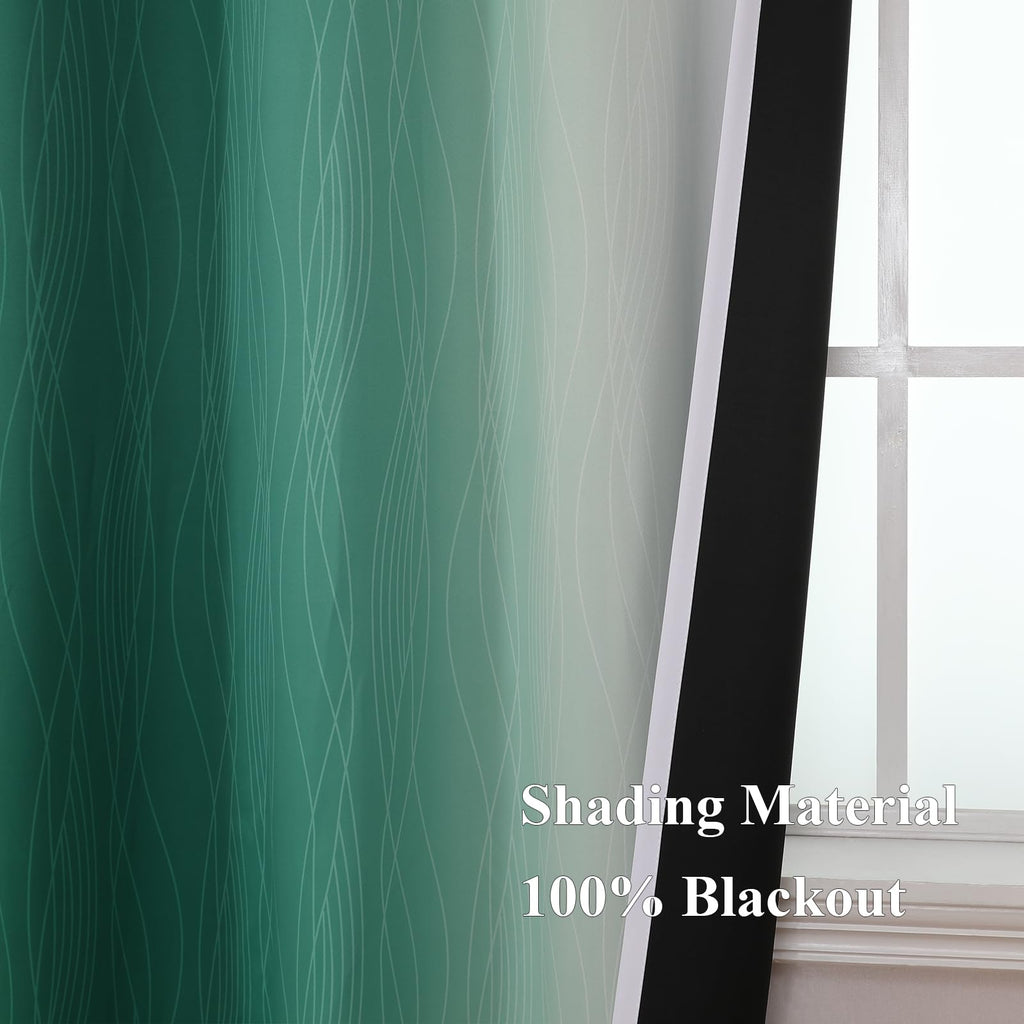 Estelar Textiler Green and Greyish White Blackout Curtains 52Wx54L 2 Panels