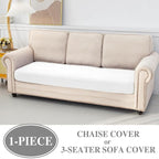 Couch Cushion Cover Chaise Lounge Cover Washable Separate Seat Chaise Couch Cover Stretch Sectional Sofa Slipcover(1 Piece for Chaise or Sofa 3-Seater, White)