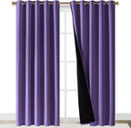 NICETOWN Total Shade Curtains and Draperies, Heavy-Duty Full Light Shading Drapes with Black Liner Backing for Villa/Hall/Dorm Window(Lilac Purple, Package of 2, 70 inches Wide x 95 inches Long)