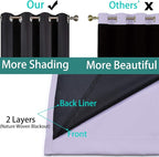 Yakamok 2 Thick Layers 100% Completely Blackout Window Curtains,Thermal Insulated Noise Reducing Drapes for Girl's Bedroom(52Wx84L, Lilac, 2 Panels)