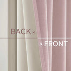 MIULEE Linen Texture Curtains for Bedroom Solid 100% Blackout Thermal Insulated Pink Curtains Grommet Room Darkening Drapes for Living Room Nursery 52x96 Inch (2 Panels)
