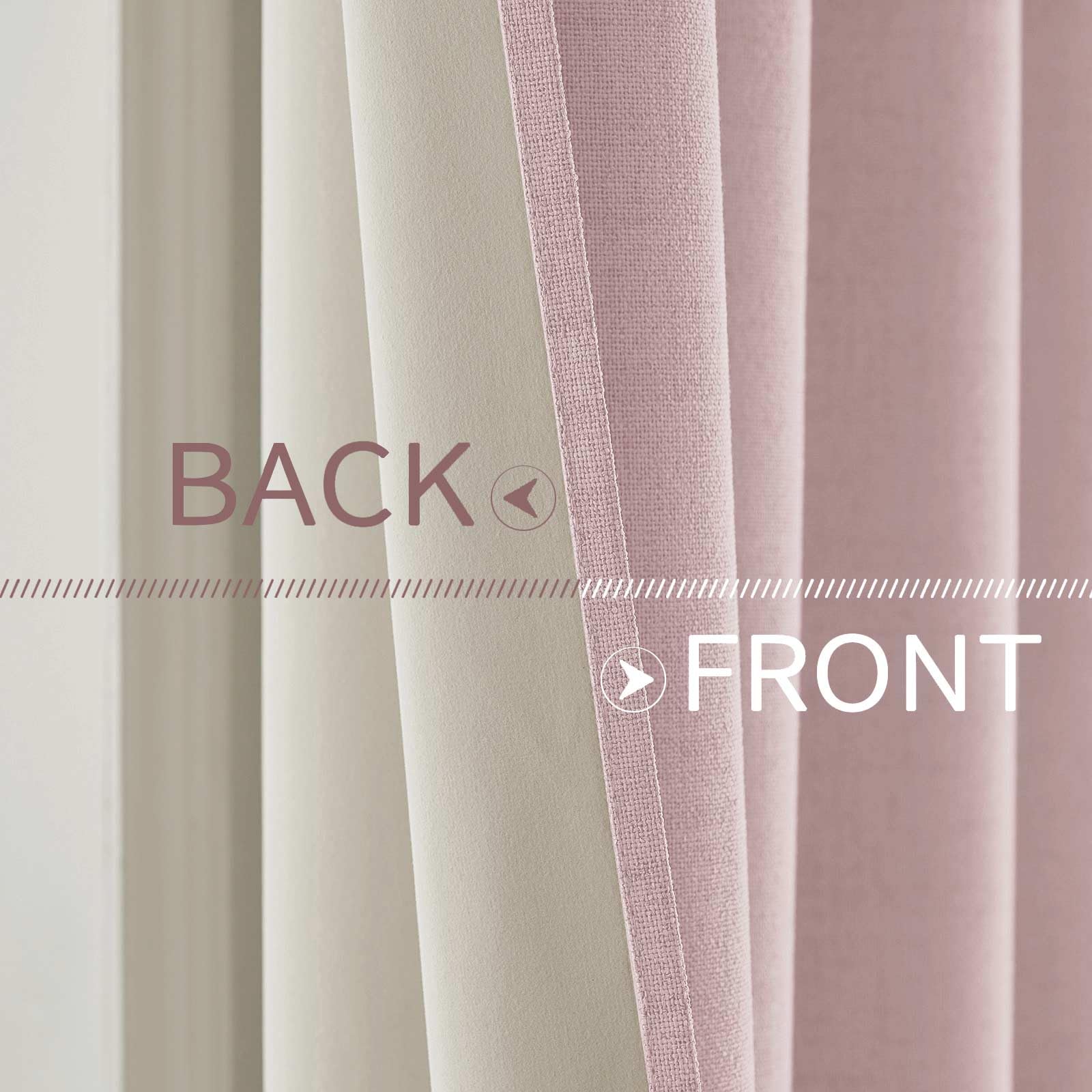 MIULEE 100% Blackout Linen Curtains for Bedroom 52x54 Inches Pink