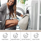 TAOCOCO 100% Waterproof Loveseat Recliner Cover, Non Slip Split Loveseat Covers for Reclining Loveseat with Elastic Straps, Washable Recliner Chair/Furniture Protector for Kids Pets(2 Seater, Cream)