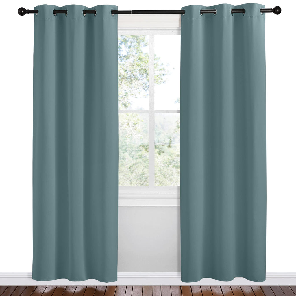 NICETOWN Modern Blackout Curtains Noise Reducing, Greyish Blue, 2 Panels, W42 x L78 -Inch, Thermal Insulated and Privacy Room Darkening Drape Panels for Boy's Guest Room Door Small Short Window