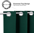 ChrisDowa Grommet Blackout Curtains for Bedroom and Living Room - 2 Panels Set Thermal Insulated Room Darkening Curtains (Forest Green, 52W x 72L)