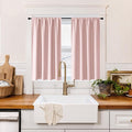 RYB HOME 100% Blackout Short Curtains for Small Window, Thermal Insulated Total Room Darkening Noise Reducing Curtains for Kitchen Bathroom Basement, 42 inches Wide by 36 inches Long, Baby Pink