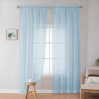 OWENIE Light Blue Sheer Curtains 84 inches Long for Bedroom Living Room 2 Panels Set, Privacy Rod Pocket Light Filtering Voile Sheer Curtains, Airy Farmhouse Curtains, 42Wx84L inch, Sky Blue