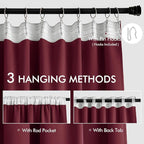 MIULEE Christmas Wine Red Back Tab Blackout Curtains 102 Inch Long 2 Panels Set for Bedroom, Rod Pocket/Pinch Pleated Thermal Insulated Living Room Darkening Light Blocking Floor to Ceiling Drapes